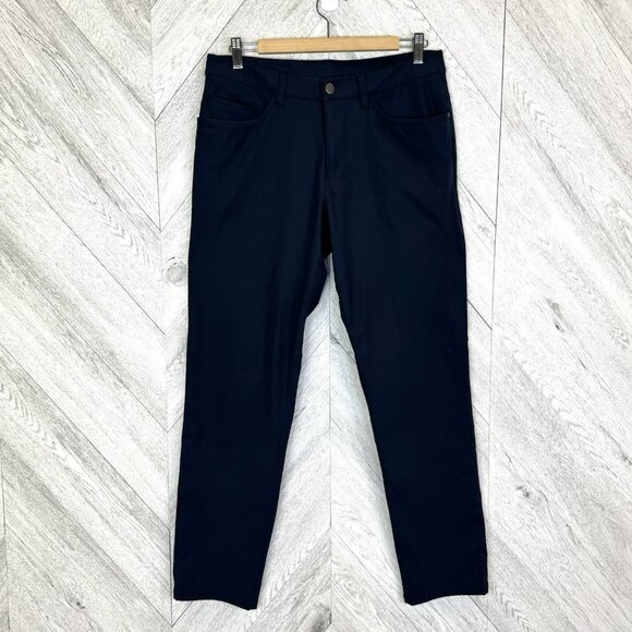 Lululemon ABC Pants Classic Warpstreme Mens Size 31x 30 Navy Blue Chino Stretch - Picture 1 of 6
